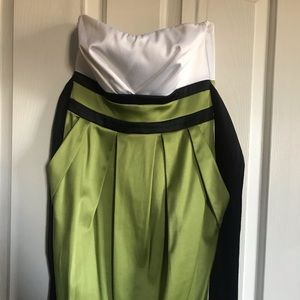 Satin green & white party dress!